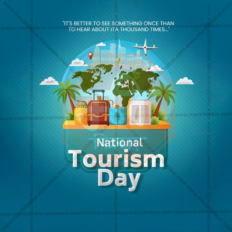 Load image into Gallery viewer, Creative National Tourism Day editable Poster in Marathi, Hindi, and English - Editable PSD and JPG by Me Chitrakar
