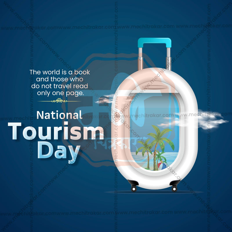 Load image into Gallery viewer, Elegant National Tourism Day Flyer Design in Marathi, Hindi, and English - High-Quality PSD and JPG by Me Chitrakar
