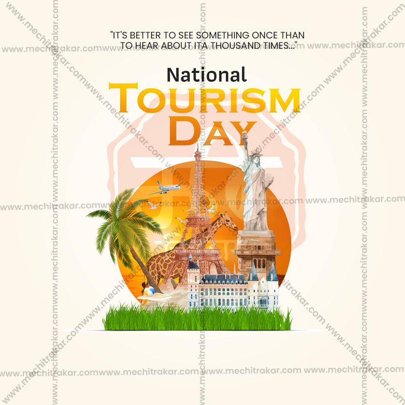 Load image into Gallery viewer, Premium National Tourism Day editable Invitation in Marathi, Hindi, and English - Editable PSD and JPG by Me Chitrakar
