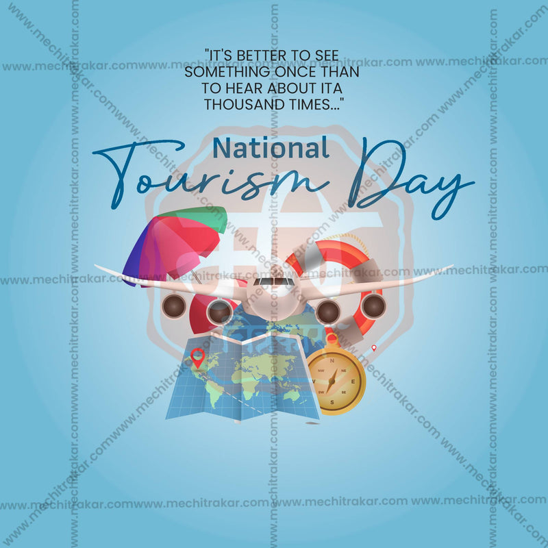 Load image into Gallery viewer, Attractive National Tourism Day editable Banner in Marathi, Hindi, and English - PSD and JPG by Me Chitrakar
