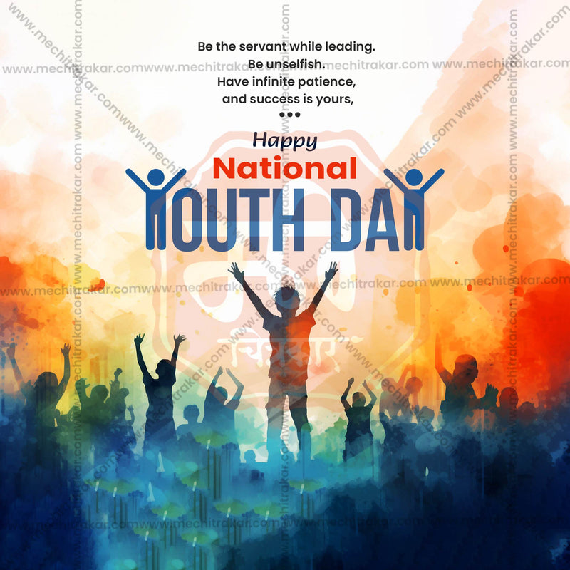 Load image into Gallery viewer, Professional National Youth Day Template Design for Social Media in Marathi, Hindi, and English - PSD and JPG by Me Chitrakar
