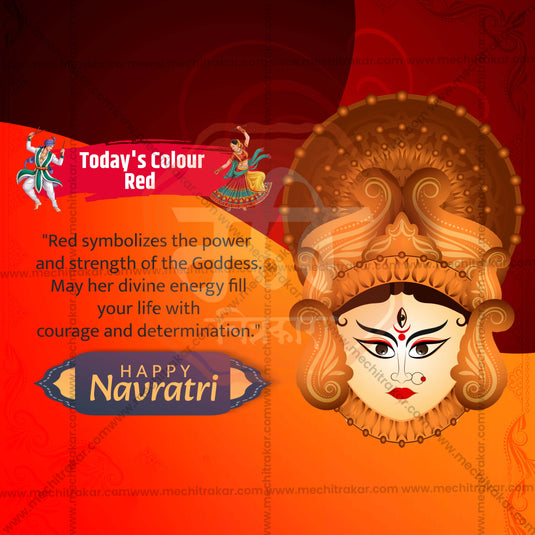 Red Color | Navratri 9 Colors Social Media Template | English PSD & JPG | Me Chitrakar 1024-2