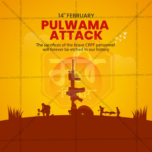 Professional Pulwama Attack Tribute templates Design in Marathi, Hindi, and English - High-Quality Editable PSD and JPG by Me Chitrakar