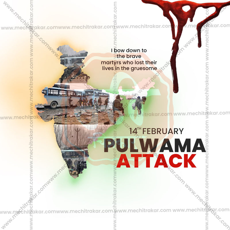 Load image into Gallery viewer, Creative Pulwama Attack Tribute templates editable Poster in Marathi, Hindi, and English - Editable PSD and JPG by Me Chitrakar
