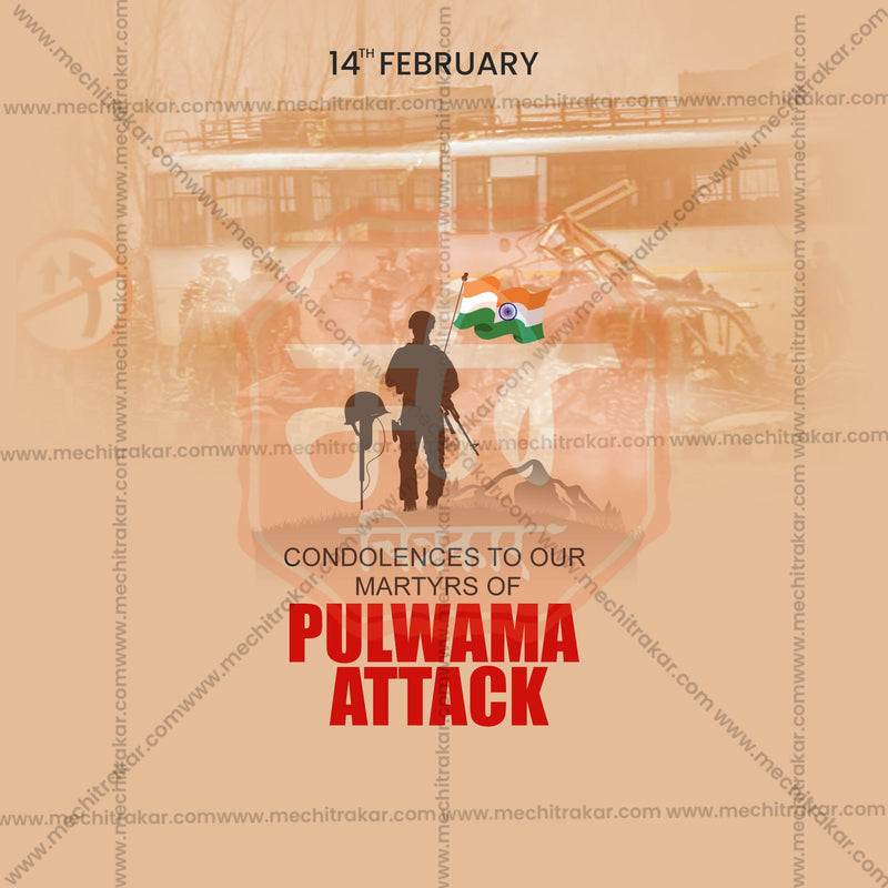 Load image into Gallery viewer, High-Quality Pulwama Attack Tribute templates editable Social Media Post in Marathi, Hindi, and English - PSD and JPG by Me Chitrakar
