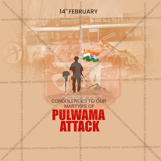 High-Quality Pulwama Attack Tribute templates editable Social Media Post in Marathi, Hindi, and English - PSD and JPG by Me Chitrakar