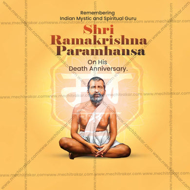 Professional Ramkrishna Paramhans Punyatithi Template Design for Social Media in Marathi, Hindi, and English - PSD and JPG by Me Chitrakar