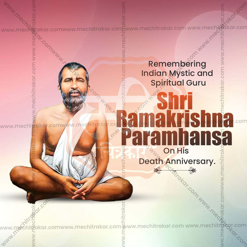 Load image into Gallery viewer, Professional Ramkrishna Paramhans Punyatithi Template Design in Marathi, Hindi, and English - High-Quality Editable PSD and JPG by Me Chitrakar
