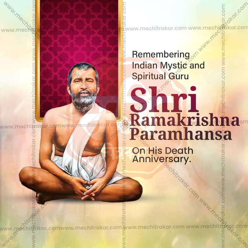 Load image into Gallery viewer, Elegant Ramkrishna Paramhans Punyatithi Flyer Design in Marathi, Hindi, and English - High-Quality PSD and JPG by Me Chitrakar
