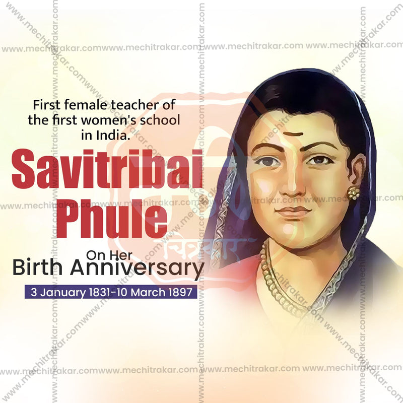 Load image into Gallery viewer, ProfessionalSavitribai Phule Jayanti Template Design in Marathi, Hindi, and English - High-Quality Editable PSD and JPG by Me Chitrakar
