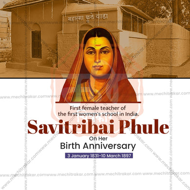 ElegantSavitribai Phule Jayanti Flyer Design in Marathi, Hindi, and English - High-Quality PSD and JPG by Me Chitrakar