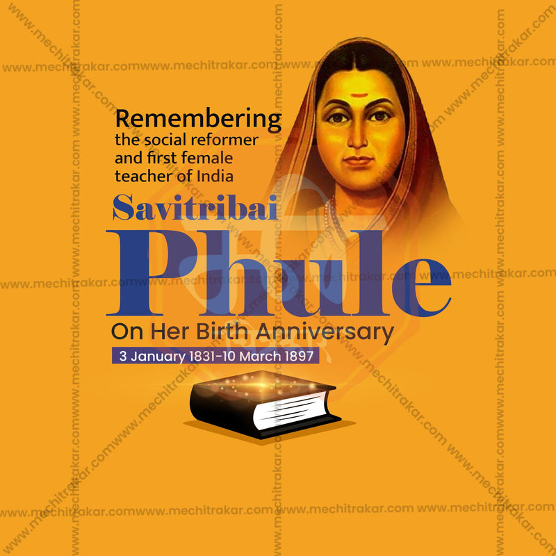 Load image into Gallery viewer, PremiumSavitribai Phule Jayanti editable Invitation in Marathi, Hindi, and English - Editable PSD and JPG by Me Chitrakar
