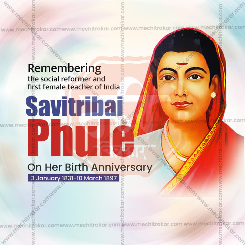 Load image into Gallery viewer, AttractiveSavitribai Phule Jayanti editable Banner in Marathi, Hindi, and English - PSD and JPG by Me Chitrakar
