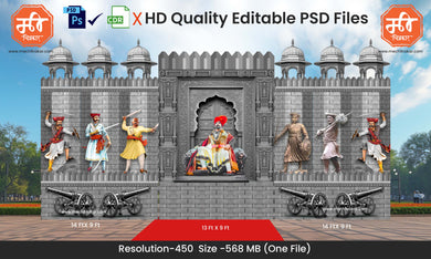 Warrior's Fort Theme Kaman and Arch Backdrop Design – High-Quality Editable PSD File | Me Chitrakar | SJBBK1224-42