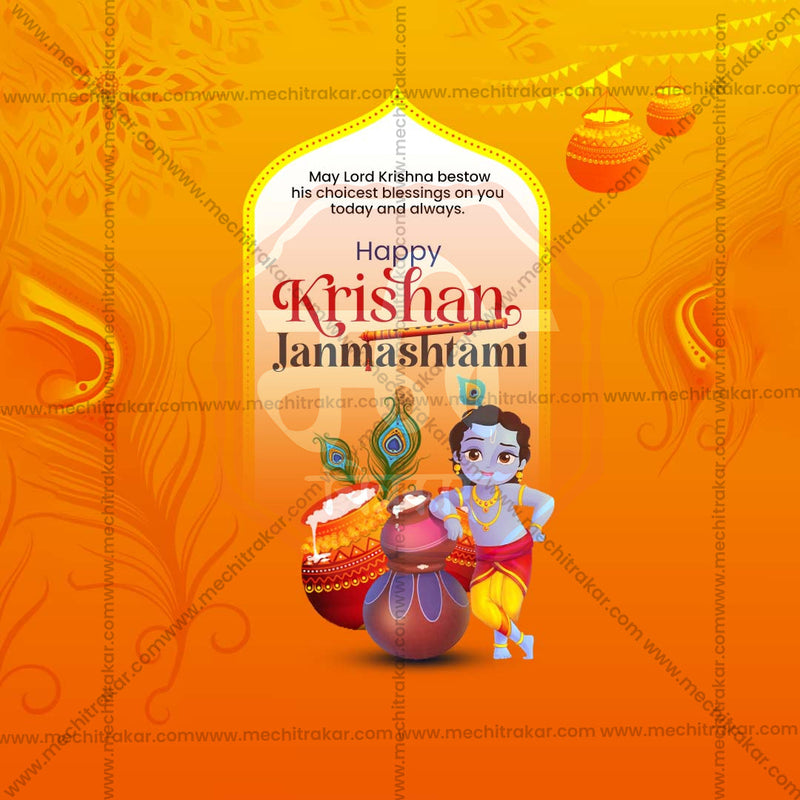 Load image into Gallery viewer, Professional Sri Krishna Janmashtami Template Design for Social Media in Marathi, Hindi, and English - PSD and JPG by Me Chitrakar
