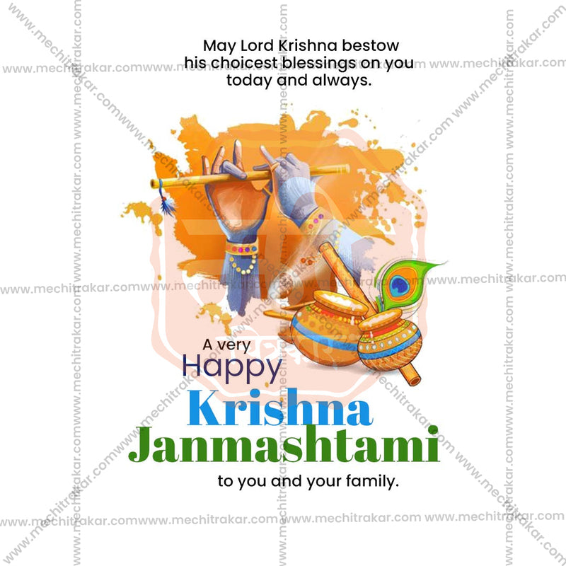 Load image into Gallery viewer, Professional Sri Krishna Janmashtami Template Design in Marathi, Hindi, and English - High-Quality Editable PSD and JPG by Me Chitrakar
