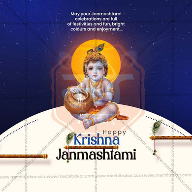 High-Quality Sri Krishna Janmashtami Festival Social Media Post in Marathi, Hindi, and English - PSD and JPG by Me Chitrakar