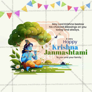 Elegant Sri Krishna Janmashtami Flyer Design in Marathi, Hindi, and English - High-Quality PSD and JPG by Me Chitrakar