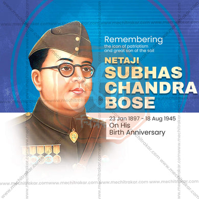 Professional Subhashchandra Bhose Jayanti  Template Design for Social Media in Marathi, Hindi, and English - PSD and JPG by Me Chitrakar