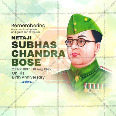 Professional Subhashchandra Bhose Jayanti  Template Design in Marathi, Hindi, and English - High-Quality Editable PSD and JPG by Me Chitrakar