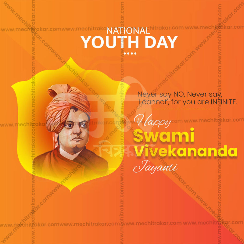 Load image into Gallery viewer, High-Quality Swami Vivekananda Jayanti editable Social Media Post in Marathi, Hindi, and English - PSD and JPG by Me Chitrakar
