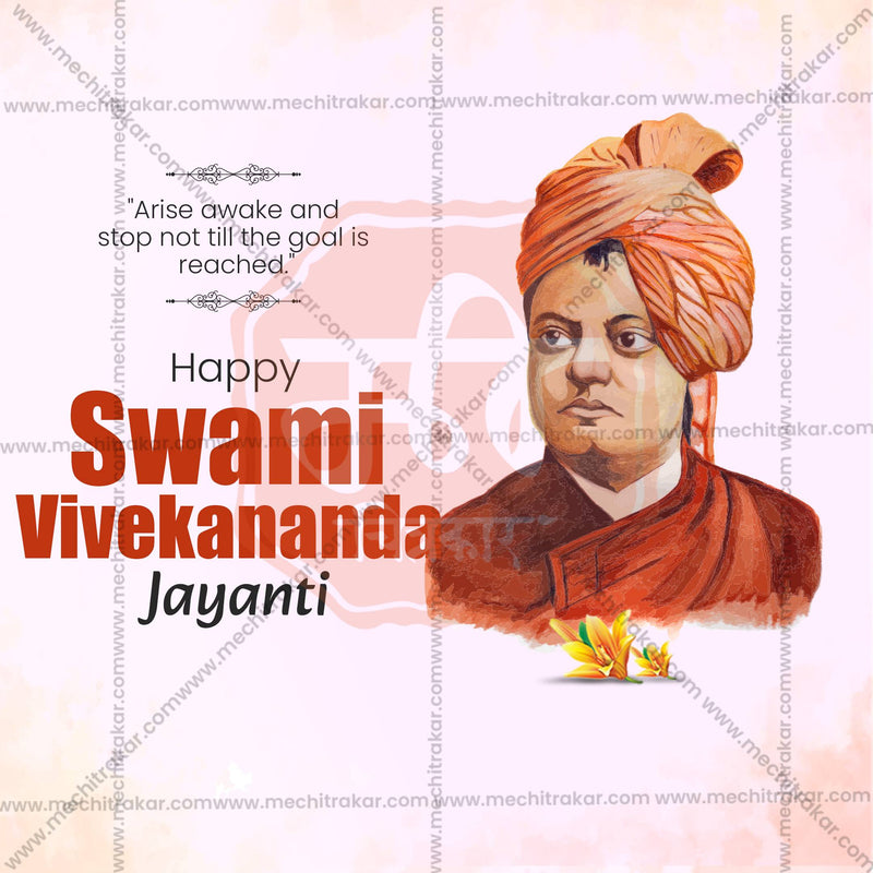 Load image into Gallery viewer, Stunning Swami Vivekananda Jayanti editable Banner in Marathi, Hindi, and English - Editable PSD and JPG by Me Chitrakar
