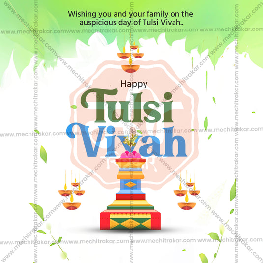 Elegant Tulsi Vivah Flyer Design in Marathi, Hindi, and English - High-Quality PSD and JPG by Me Chitrakar