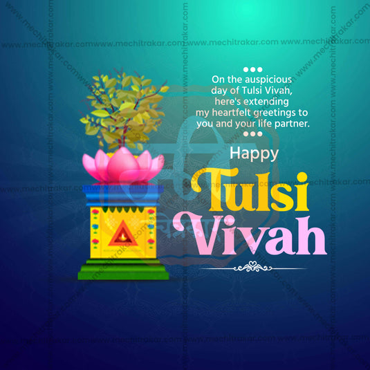 Beautiful Tulsi Vivah Event Poster in Marathi, Hindi, and English - High-Quality Editable PSD and JPG by Me Chitrakar