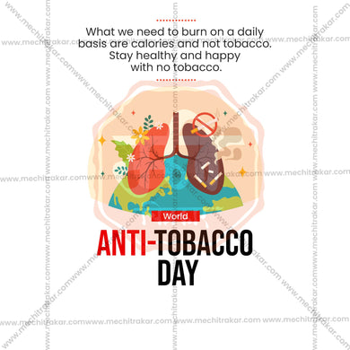 Professional World No Tobacco Day, Anti-Tobacco Day, and Anti-Smoking Day Template Design for Social Media in Marathi, Hindi, and English - PSD and JPG by Me Chitrakar