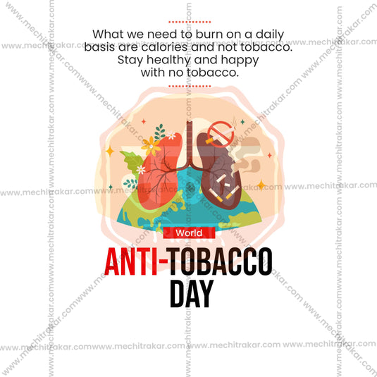 Professional World No Tobacco Day, Anti-Tobacco Day, and Anti-Smoking Day Template Design for Social Media in Marathi, Hindi, and English - PSD and JPG by Me Chitrakar