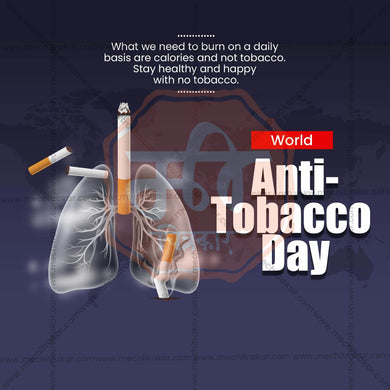 High-Quality World No Tobacco Day, Anti-Tobacco Day, and Anti-Smoking Day editable Social Media Post in Marathi, Hindi, and English - PSD and JPG by Me Chitrakar