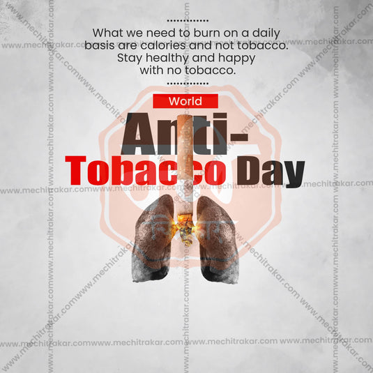 High-Quality World No Tobacco Day, Anti-Tobacco Day, and Anti-Smoking Day editable Flyer in Marathi, Hindi, and English - Editable PSD and JPG by Me Chitrakar