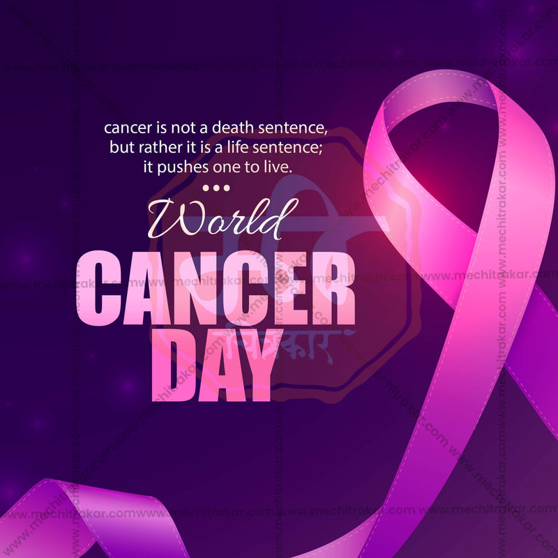 Load image into Gallery viewer, High-Quality World Cancer Day Template editable Social Media Post in Marathi, Hindi, and English - PSD and JPG by Me Chitrakar
