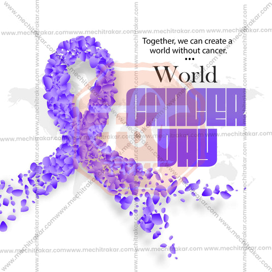 Stunning World Cancer Day Template editable Banner in Marathi, Hindi, and English - Editable PSD and JPG by Me Chitrakar