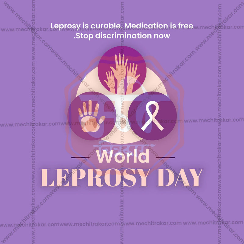 Load image into Gallery viewer, High-Quality World Leprosy Day editable Social Media Post in Marathi, Hindi, and English - PSD and JPG by Me Chitrakar
