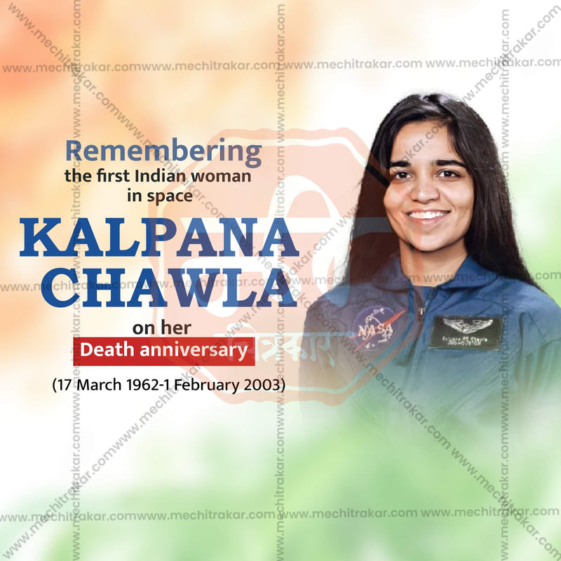 Load image into Gallery viewer, Professional Kalpana Chawla&#39;s death anniversary TemplateDesign in Marathi, Hindi, and English - High-Quality Editable PSD and JPG by Me Chitrakar
