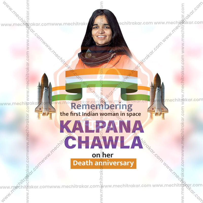 Load image into Gallery viewer, High-Quality Kalpana Chawla&#39;s death anniversary Templateeditable Social Media Post in Marathi, Hindi, and English - PSD and JPG by Me Chitrakar
