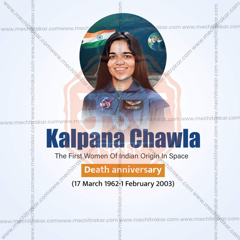 Load image into Gallery viewer, Elegant Kalpana Chawla&#39;s death anniversary TemplateFlyer Design in Marathi, Hindi, and English - High-Quality PSD and JPG by Me Chitrakar
