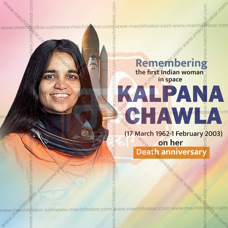 Load image into Gallery viewer, Attractive Kalpana Chawla&#39;s death anniversary Templateeditable Banner in Marathi, Hindi, and English - PSD and JPG by Me Chitrakar
